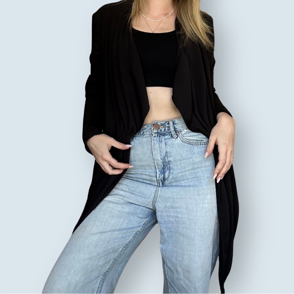 Zara Black Sporty Long Jacket (Size Small)